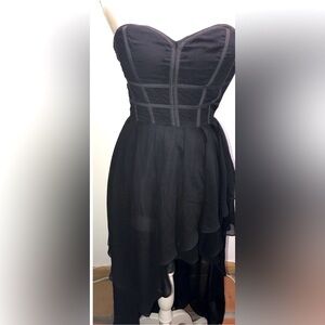 Party Dress Hi-Low Sweetheart Strapless Chiffon Lined Black